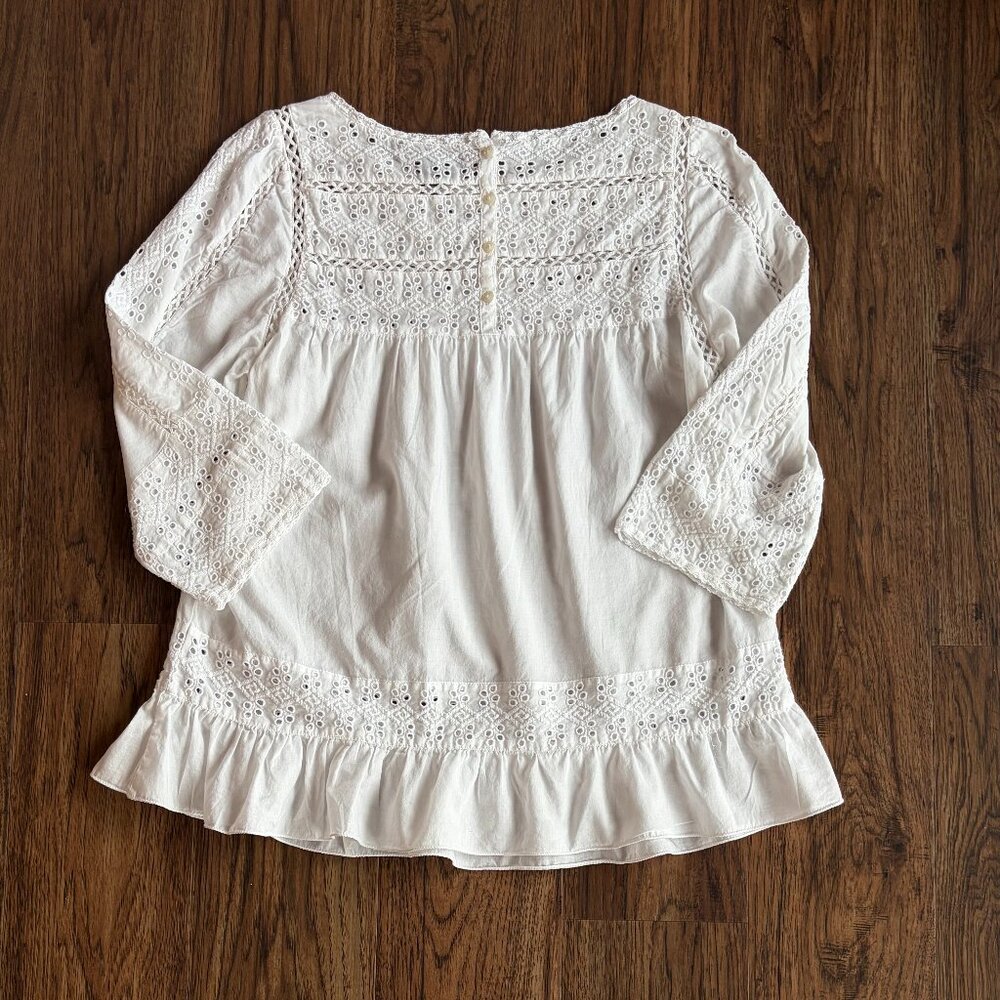 GAP cotton white eyelet lace blouse Medium - Picture 8 of 11
